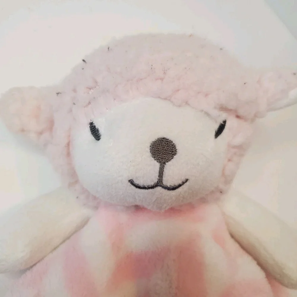 Sl Easter Lamb‎ Pink Chevron Lovey Stuffed Security Blanket Knotted Ends